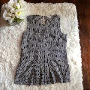 New York & Company Blue/White Sleeveless Blouse Size M